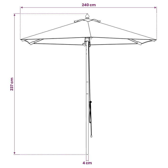 Parasol de Grădină Ø 240 x 237 cm Lemn de eucalipt masiv WALTI