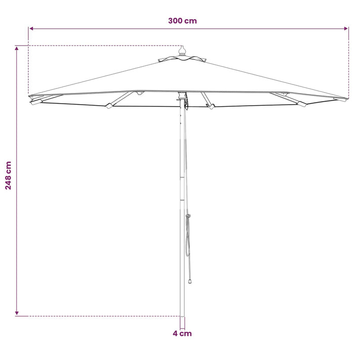 Parasol de Grădină Ø 300 x 248 cm Lemn de eucalipt masiv WALTI