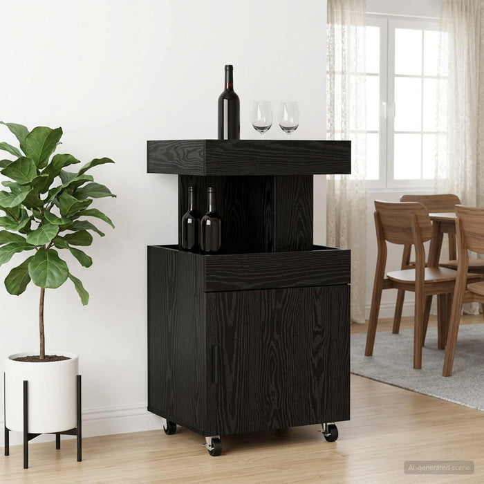 Carucior de Bar Stejar Negru 50 x 41 x 89 cm Lemn prelucrat WALTI
