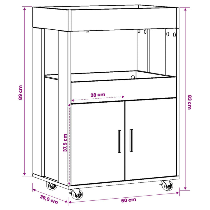 Carucior de Bar Lemn de stejar 60 x 39.5 x 89 cm Lemn prelucrat WALTI