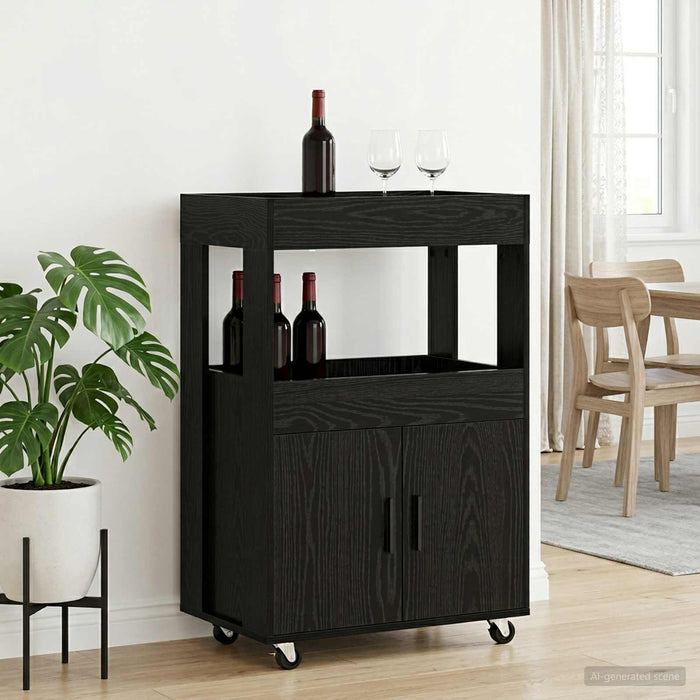Carucior de Bar Stejar Negru 60 x 39.5 x 89 cm Lemn prelucrat WALTI