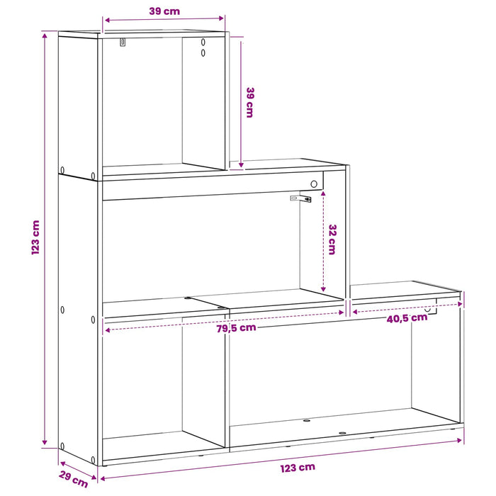 Bibliotecă Separator de Camera 123 x 29 x 123 cm Lemn prelucrat WALTI