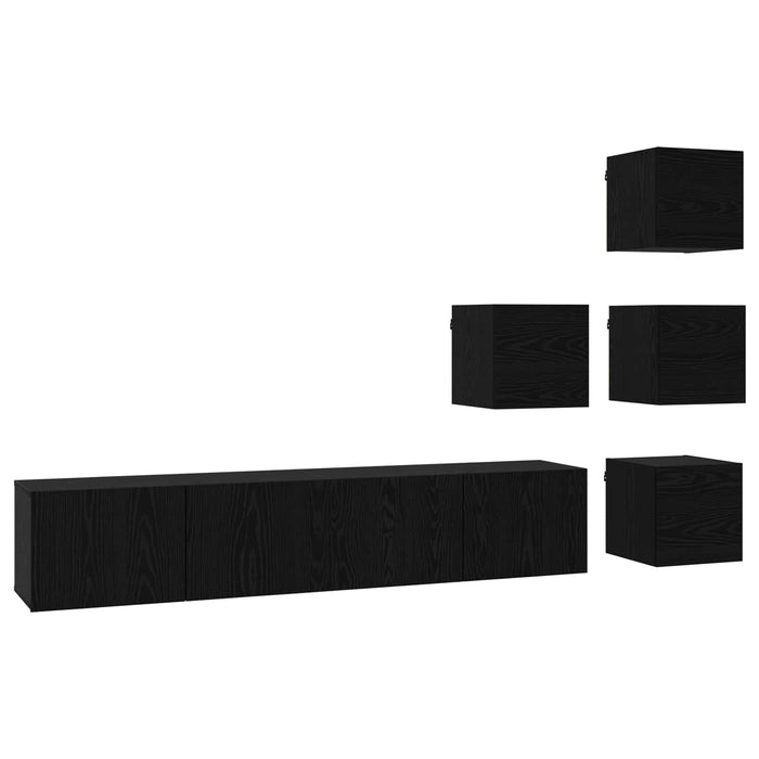 Set comodă TV 6 pcs 80 x 30 x 30 cm Stejar Negru Lemn prelucrat - WALTI WALTI