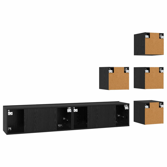 Set comodă TV 6 pcs 80 x 30 x 30 cm Stejar Negru Lemn prelucrat - WALTI WALTI