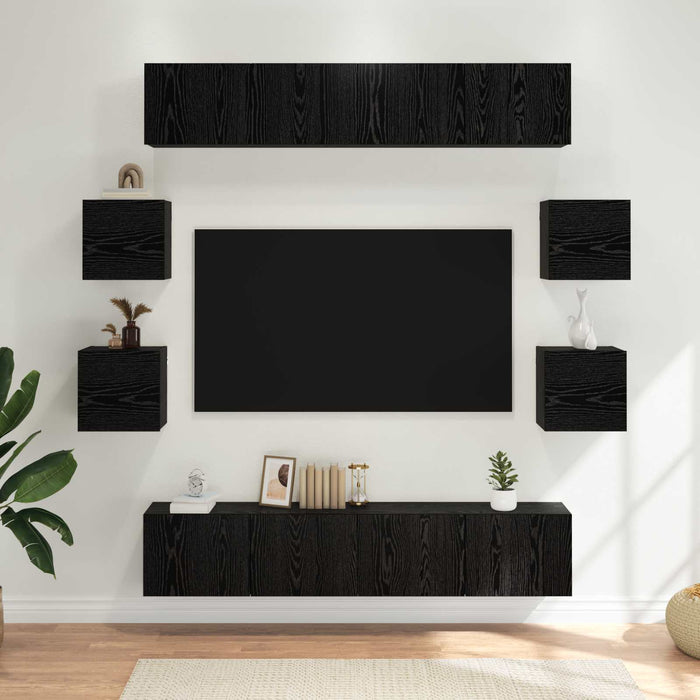 Set comodă TV 8 pcs 80 x 30 x 30 cm Stejar Negru Lemn prelucrat - WALTI WALTI