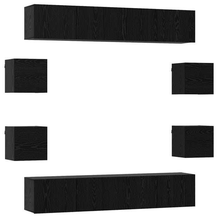 Set comodă TV 8 pcs 80 x 30 x 30 cm Stejar Negru Lemn prelucrat - WALTI WALTI