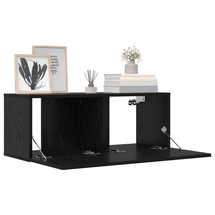 Set comodă TV 8 pcs 80 x 30 x 30 cm Stejar Negru Lemn prelucrat - WALTI WALTI
