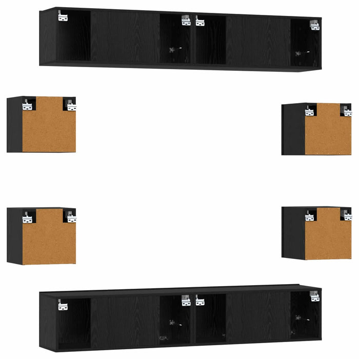 Set comodă TV 8 pcs 80 x 30 x 30 cm Stejar Negru Lemn prelucrat - WALTI WALTI