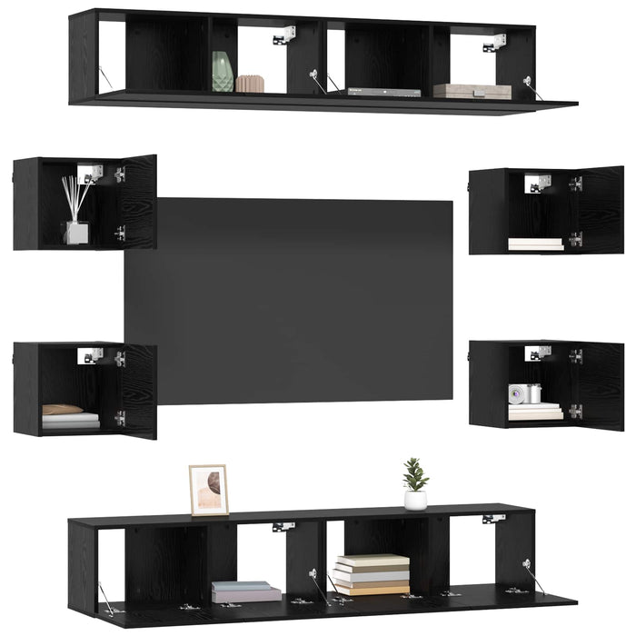 Set comodă TV 8 pcs 80 x 30 x 30 cm Stejar Negru Lemn prelucrat - WALTI WALTI