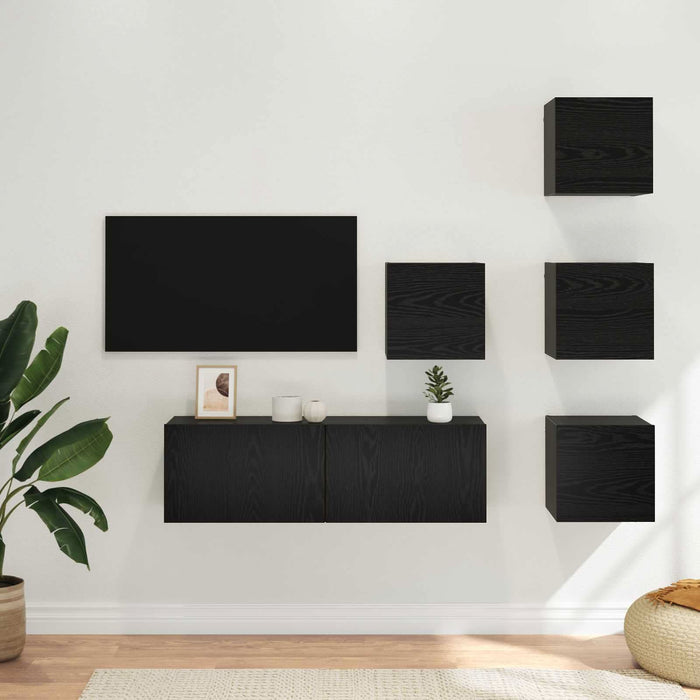 Set comodă TV 5 pcs 100 x 30 x 30 cm Stejar Negru - WALTI WALTI