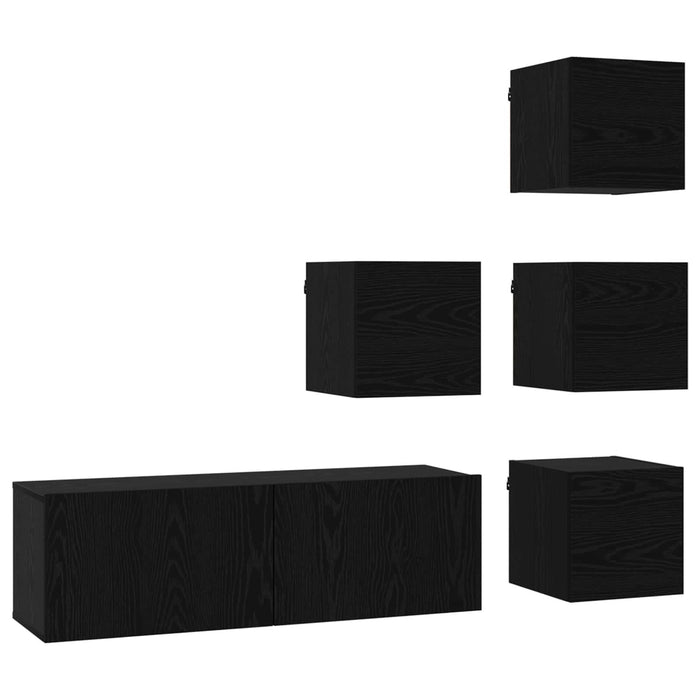 Set comodă TV 5 pcs 100 x 30 x 30 cm Stejar Negru - WALTI WALTI