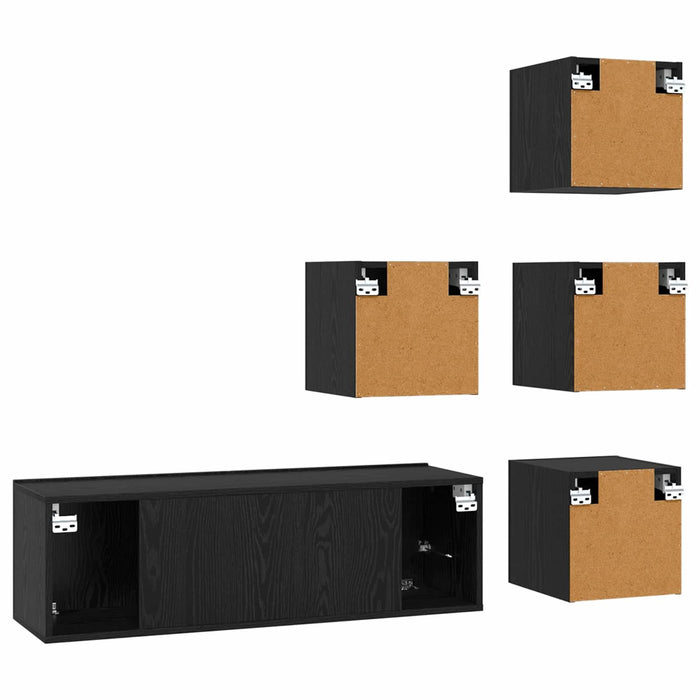 Set comodă TV 5 pcs 100 x 30 x 30 cm Stejar Negru - WALTI WALTI