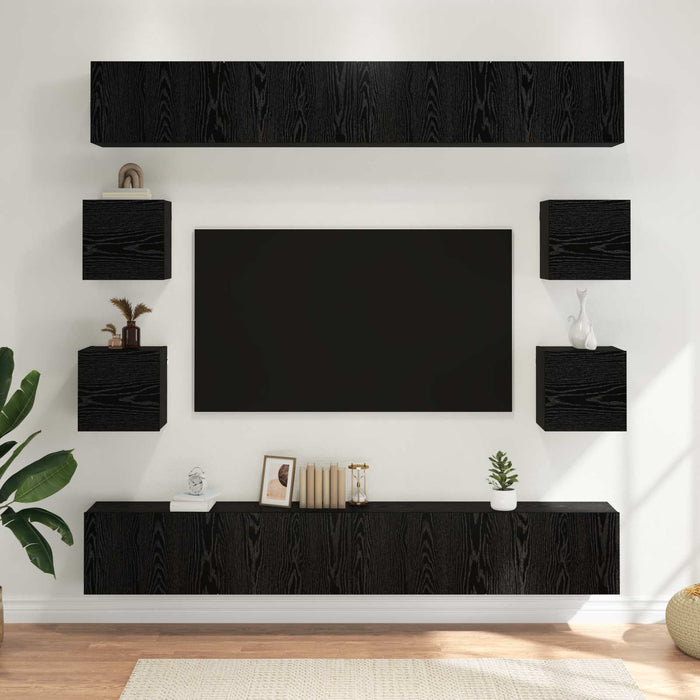 Set comodă TV 8 pcs 100 x 30 x 30 cm Stejar Negru - WALTI WALTI