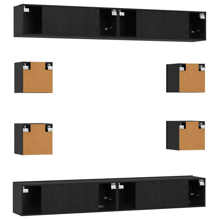 Set comodă TV 8 pcs 100 x 30 x 30 cm Stejar Negru - WALTI WALTI