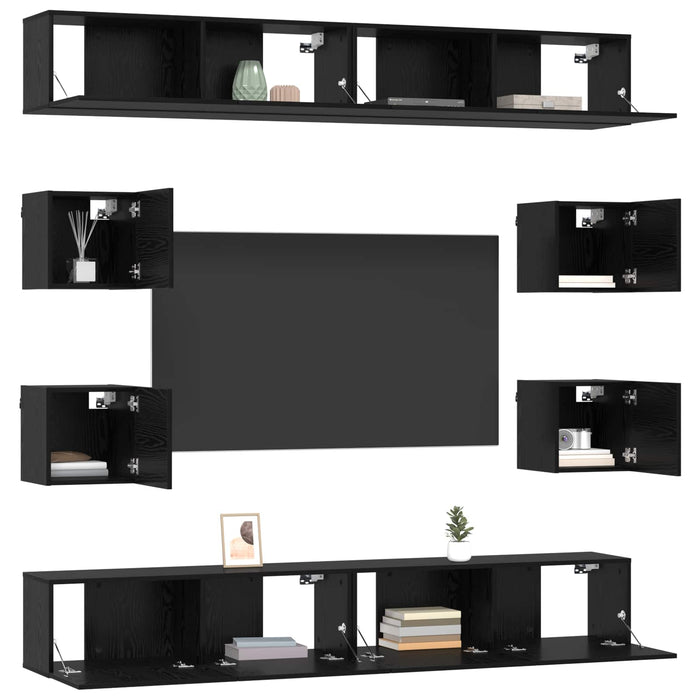 Set comodă TV 8 pcs 100 x 30 x 30 cm Stejar Negru - WALTI WALTI