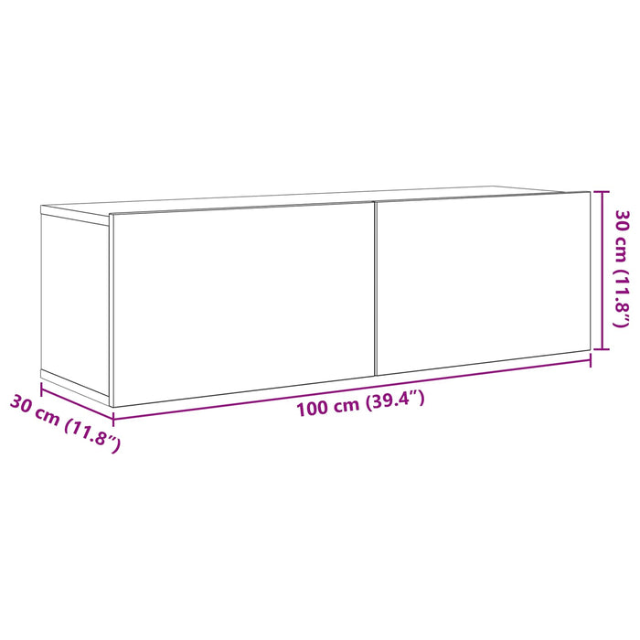 Set comodă TV 8 pcs 100 x 30 x 30 cm Stejar Negru - WALTI WALTI