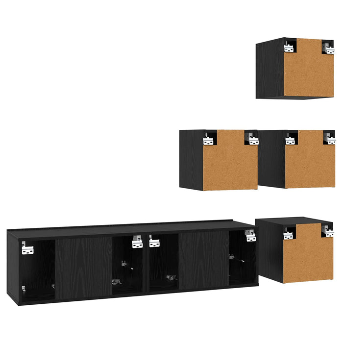 Set comodă TV 6 pcs 60 x 30 x 30 cm Stejar Negru Lemn prelucrat - WALTI WALTI