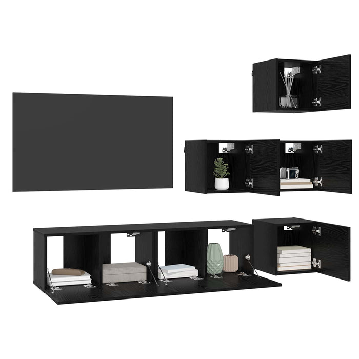 Set comodă TV 6 pcs 60 x 30 x 30 cm Stejar Negru Lemn prelucrat - WALTI WALTI