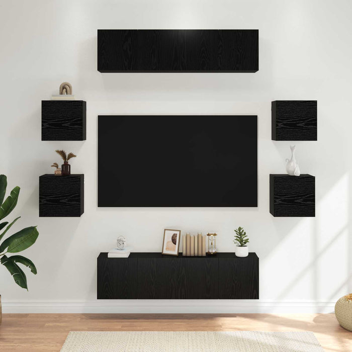Set comodă TV 8 pcs 120 x 30 x 30 cm Stejar Negru - WALTI WALTI