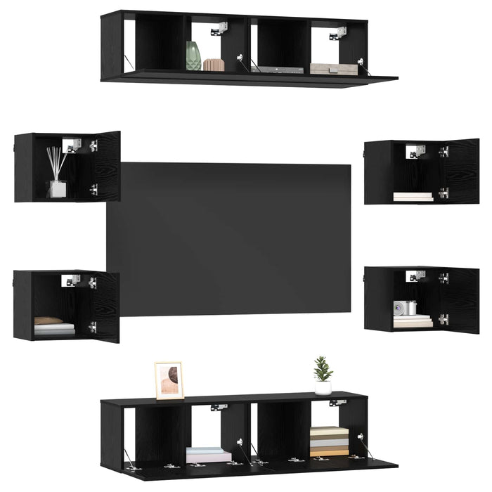 Set comodă TV 8 pcs 120 x 30 x 30 cm Stejar Negru - WALTI WALTI
