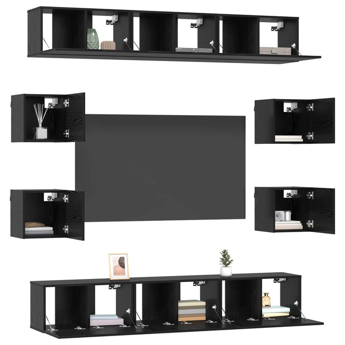 Set comodă TV 10 pcs 180 x 30 x 30 cm Stejar Negru - WALTI WALTI
