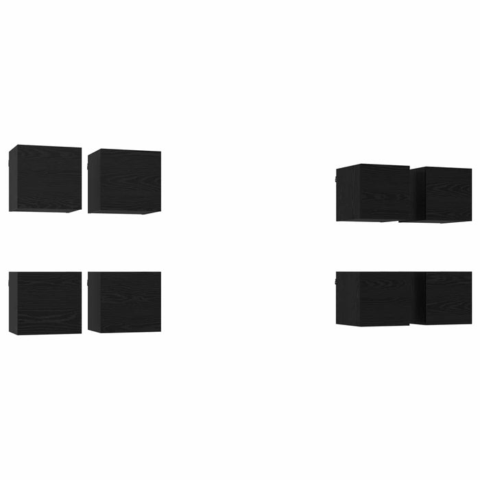 Dulap TV montat pe perete 8 pcs Stejar Negru 30,5 x 30 x 30 cm - WALTI WALTI