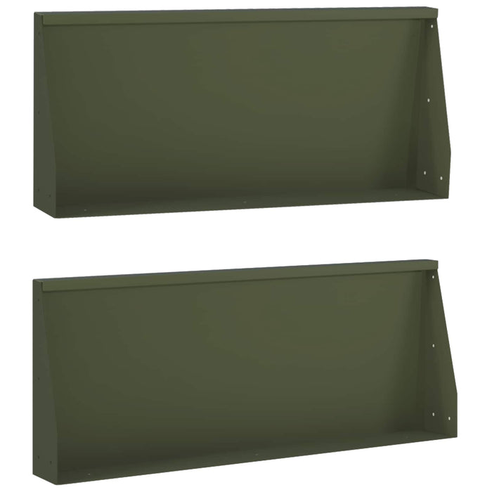 Zid de sprijin 2 buc. 100 x 12 x 40 cm Oțel Verde măsliniu WALTI
