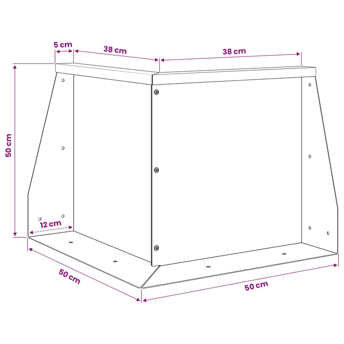 Zid de sprijin 2 buc. 50 x 50 x 50 cm Oțel Galvanizat Argintiu WALTI