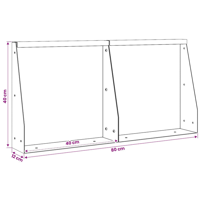Zid de sprijin 2 buc. 40 x 12 x 40 cm Oțel Negru WALTI