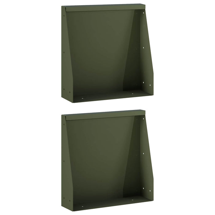 Zid de sprijin 2 buc. 40 x 12 x 50 cm Oțel Verde măsliniu WALTI