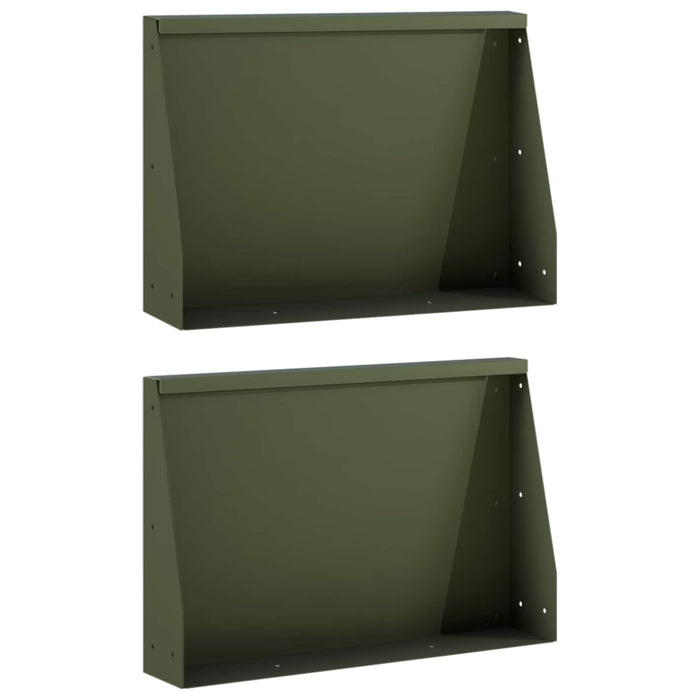 Zid de sprijin 2 buc. 60 x 12 x 40 cm Oțel Verde măsliniu WALTI