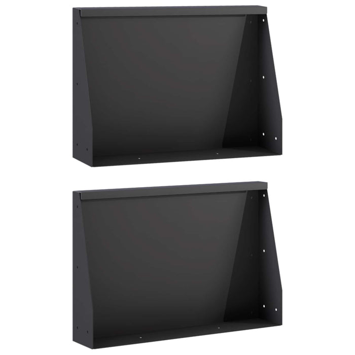 Zid de sprijin 2 buc. 60 x 12 x 50 cm Oțel Negru WALTI