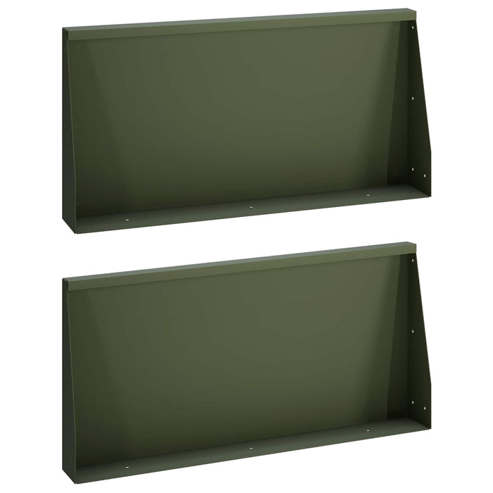 Zid de sprijin 2 buc. 80 x 12 x 30 cm Oțel Verde măsliniu WALTI