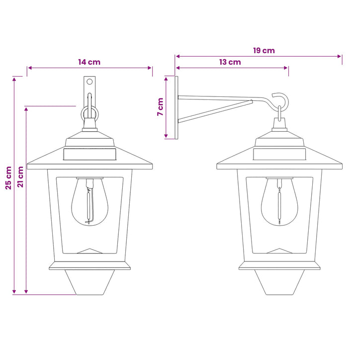 Aplica de perete with LED Bulb 2 buc. Negru 19 x 14 x 25 cm WALTI