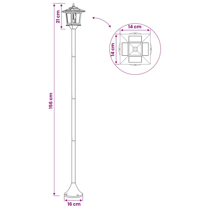 Set de Stâlpi de Lumină 2 buc. Negru 16 x 16 x 156 cm WALTI