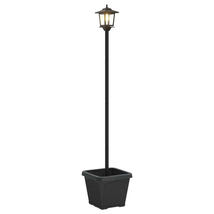 Stâlp cu lampă solară și ghiveci Negru 32 x 32 x 158 cm WALTI