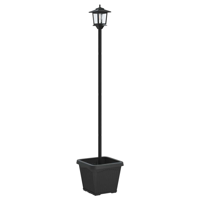 Stâlp cu lampă solară și ghiveci Negru 32 x 32 x 158 cm WALTI