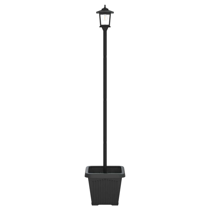 Stâlp cu lampă solară și ghiveci Negru 32 x 32 x 158 cm WALTI