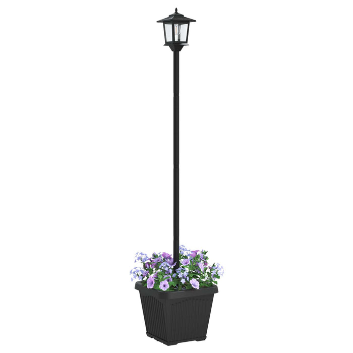 Stâlp cu lampă solară și ghiveci Negru 32 x 32 x 158 cm WALTI