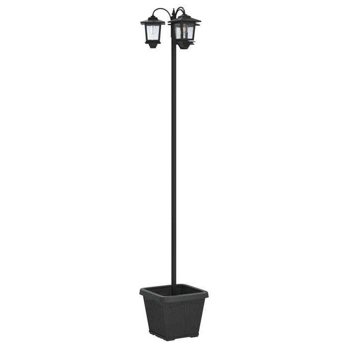 Stâlp de lampă cu 3 capete și ghiveci Negru 32 x 32 x 188 cm WALTI