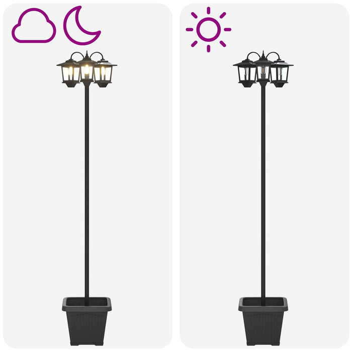 Stâlp de lampă cu 3 capete și ghiveci Negru 32 x 32 x 188 cm WALTI