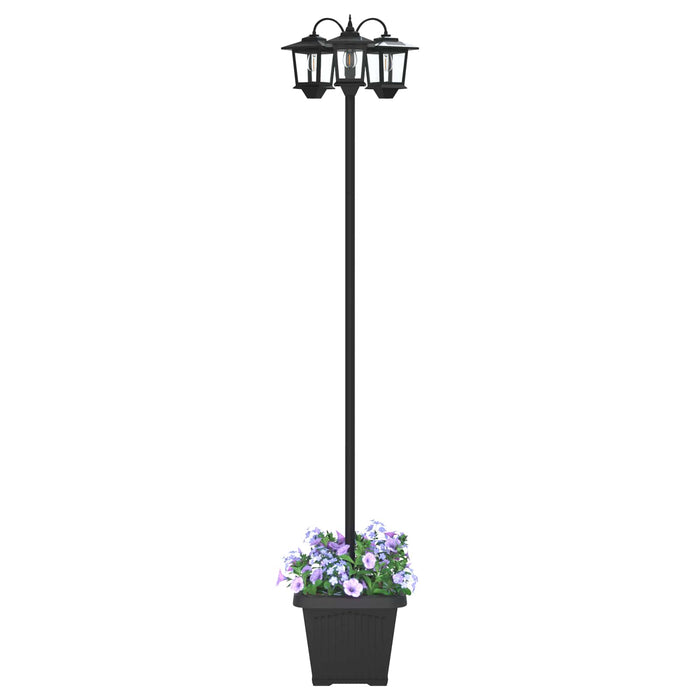 Stâlp de lampă cu 3 capete și ghiveci Negru 32 x 32 x 188 cm WALTI