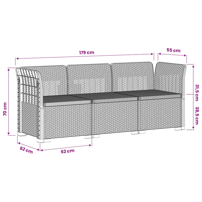 Canapea de Grădină cu 3 Locuri Aspect Rattan PP Alb WALTI