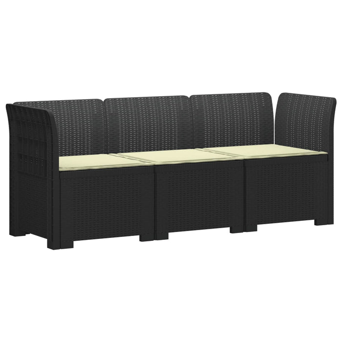 Sofa de grădină cu 3 locuri, cu perne, aspect de rattan PP WALTI