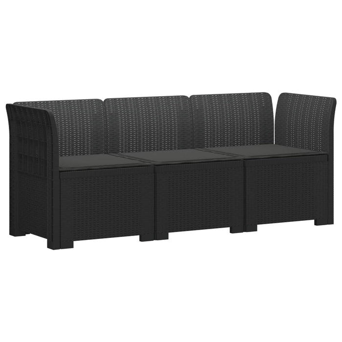 Sofa de grădină cu 3 locuri, cu perne, aspect de rattan PP WALTI