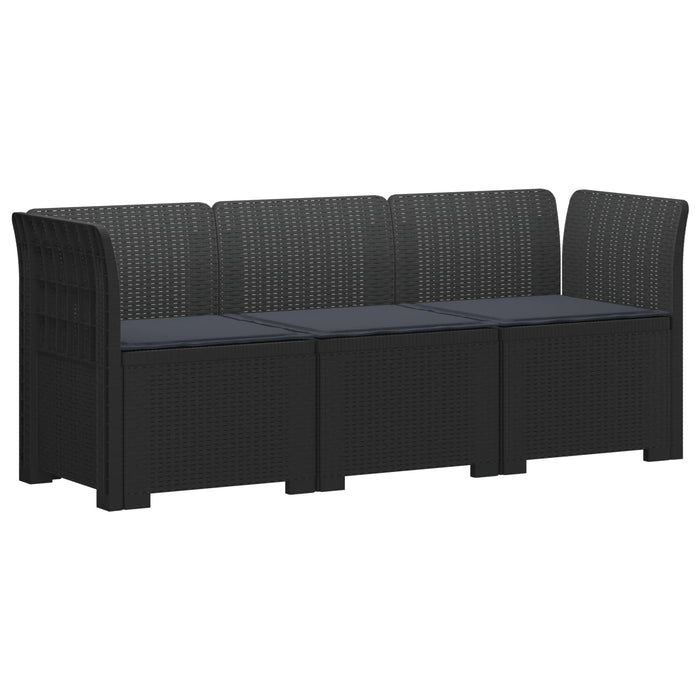Sofa de grădină cu 3 locuri, cu perne, aspect de rattan PP WALTI