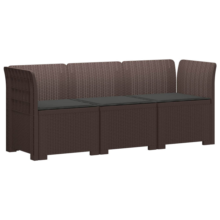 Sofa de grădină cu 3 locuri, cu perne, aspect de rattan PP Maro WALTI