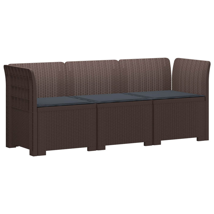 Sofa de grădină cu 3 locuri, cu perne, aspect de rattan PP Maro WALTI