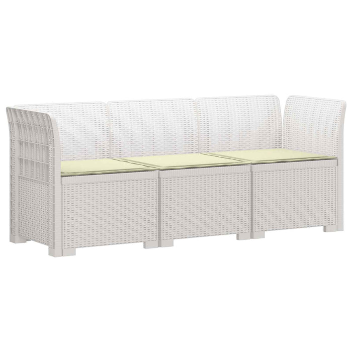 Sofa de grădină cu 3 locuri, cu perne, aspect de rattan PP Alb WALTI