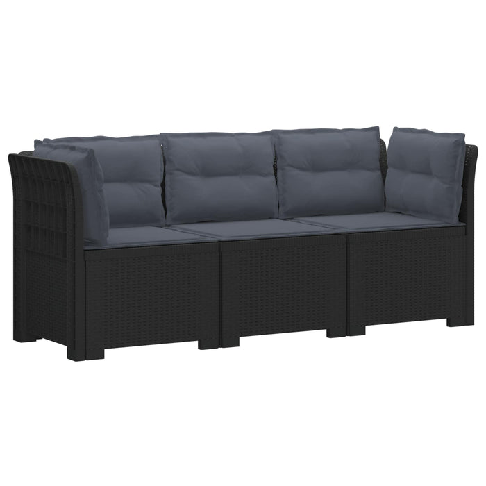 Sofa de grădină cu 3 locuri, cu perne, aspect de rattan PP WALTI